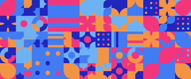 Colorful abstract geometric mosaic banner design with simple shapes For presentation background banner background poster certificate annual report cover