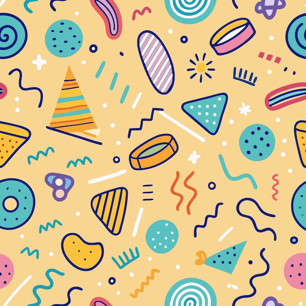 Colorful Abstract Shapes Seamless Pattern Background Design