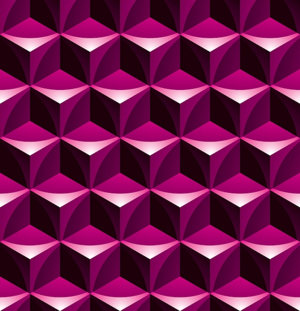 Colorful abstract textured geometric seamless pattern with 3d geometric figures. Vector bright textile backdrop.