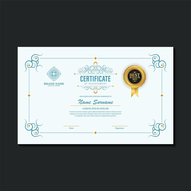 Colorful achievement certificate best award diploma