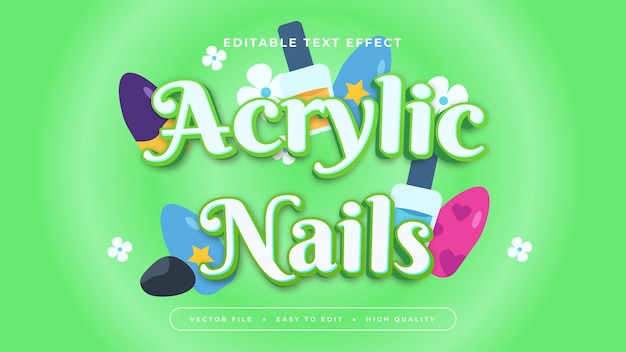 Colorful acrylic nails 3d editable text effect font style