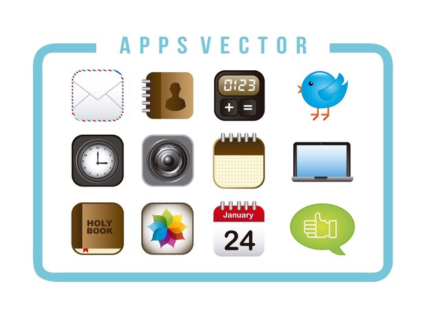 colorful apps over white background vector illustration