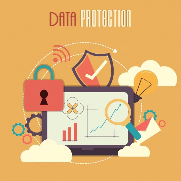 Vector colorful background of data protection elements