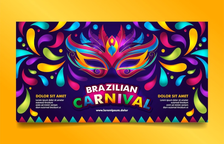 Vector colorful brazilian carnival banner template with dark blue background