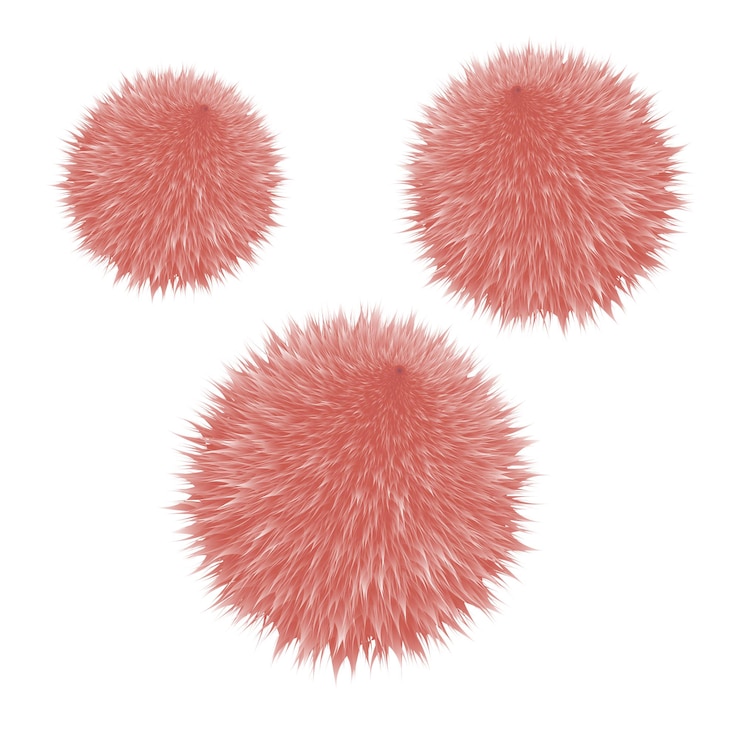 Vector colorful cartoon fluffy pompoms fur balls vector isolated on transparent background