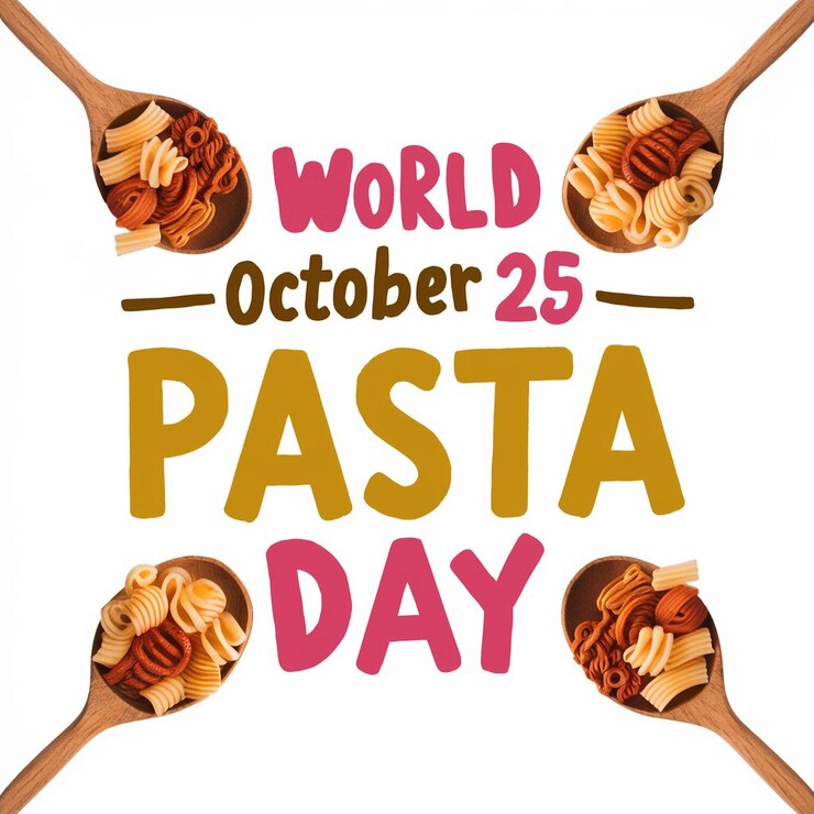 Vector colorful cartoonstyle promotional image for world pasta day on october 25