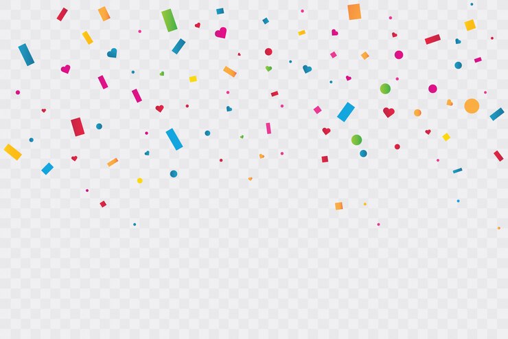 Colorful Confetti On Transparent Background. Celebration Party.