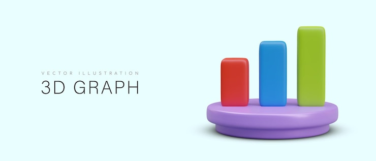 Vector colorful diagram on blue background objects for presentation and business