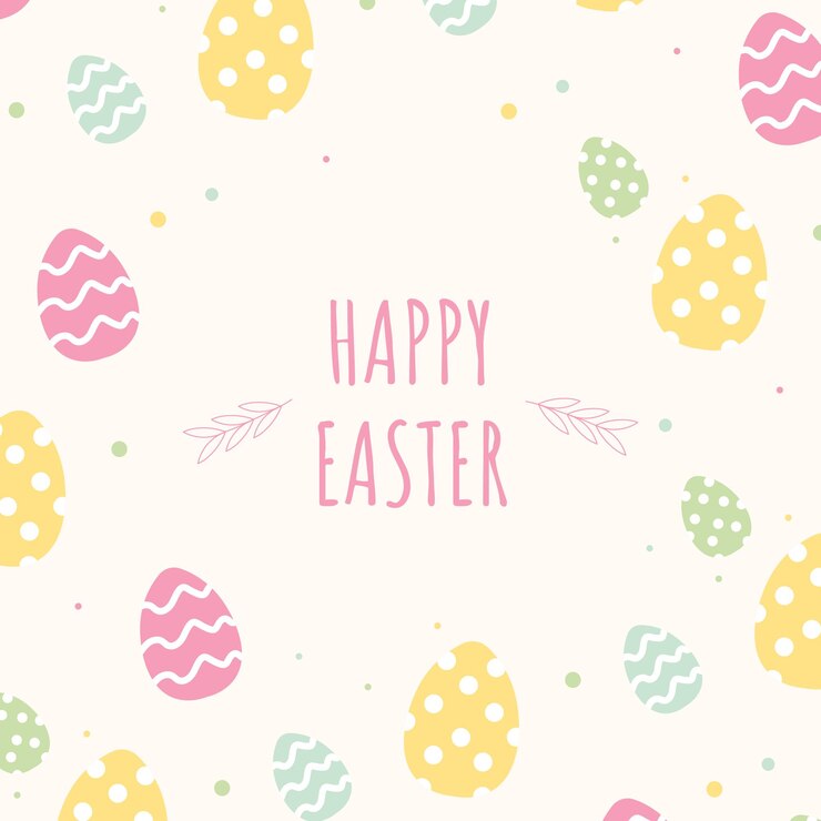 Colorful Easter Eggs Pattern Greeting Card Social Media Vector Template