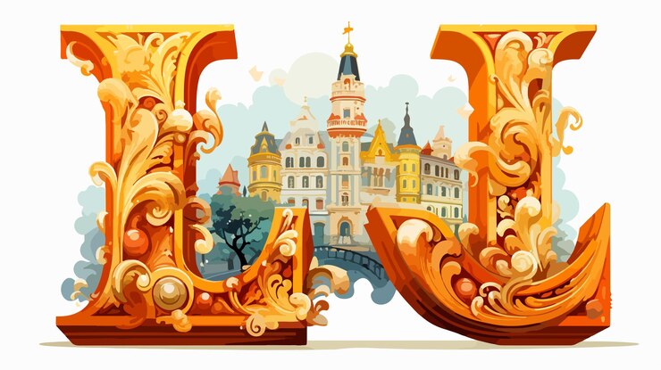 Vector colorful english alphabet supermarket sign in lviv ukraine