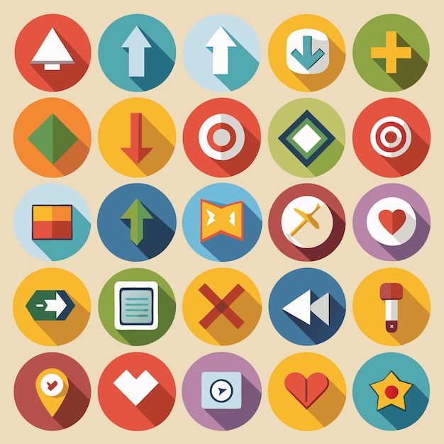 Colorful Flat Arrow Icons Collection 25 Vector Icons for UI Design