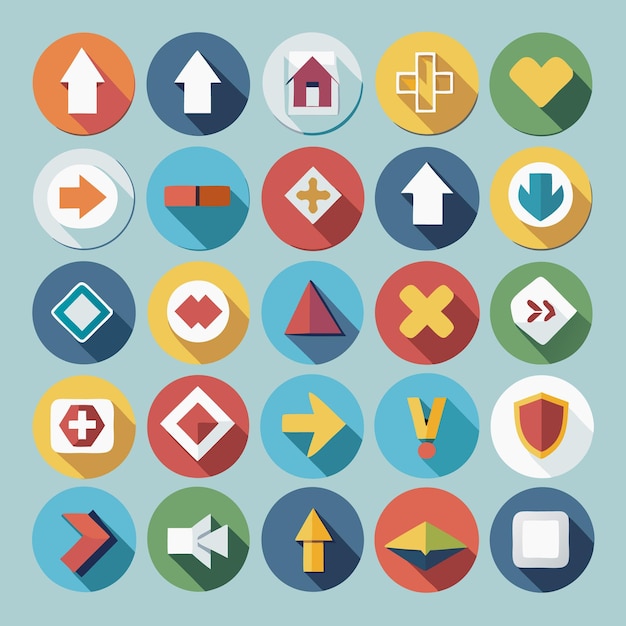Colorful Flat Arrow Icons Collection 25 Vector Icons for UI Design