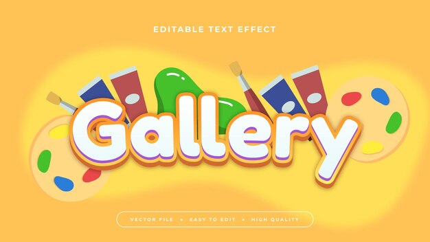 Colorful gallery 3d editable text effect font style