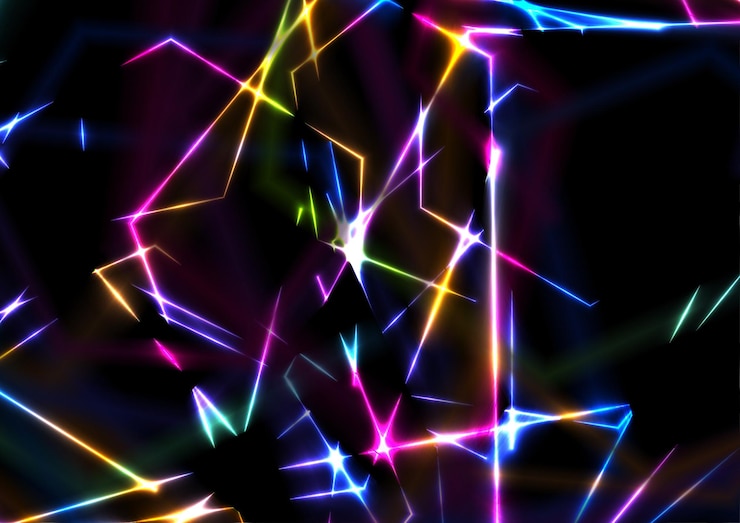 Vector colorful glowing neon laser lines abstract background