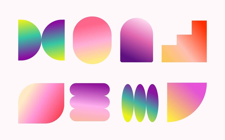 Vector colorful gradient geometric shapes set vector