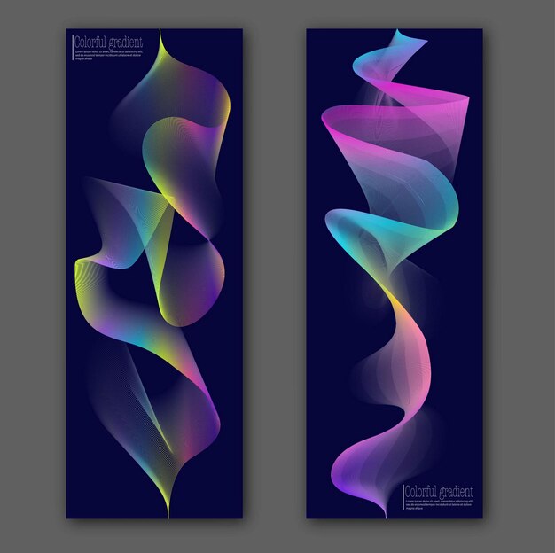 Colorful gradient waves A set of templates for creative design Layout of the cover banner brochure poster advertising corporate design and interior paintings