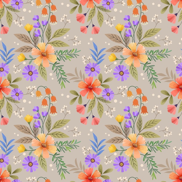 Colorful hand draw flowers seamless pattern Can be used for fabric textile wallpaper