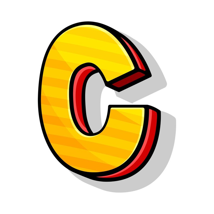 Vector colorful isometric yellow and red capital letter c in cartoon style from alphabet playful and modern for any design works vector illustration isolated on white background