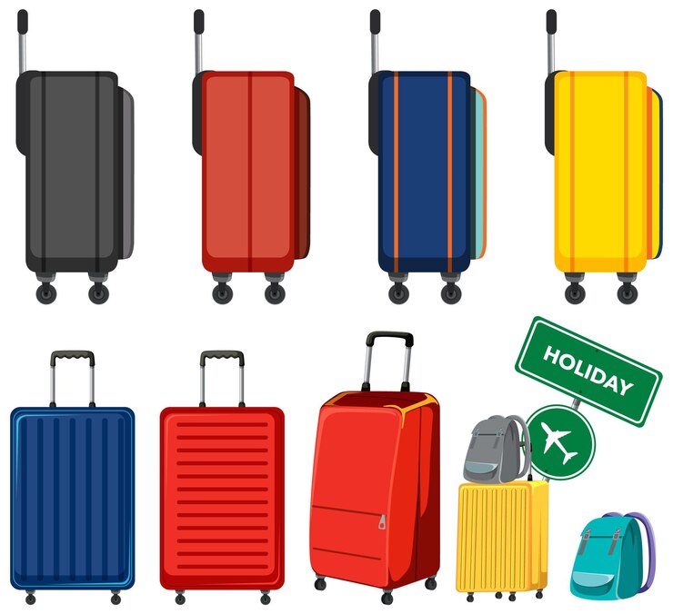 Vector colorful luggage set vector collection