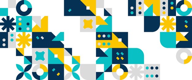 Colorful modern vector abstract geometric banner with circles rectangles and squares simple shapes graphic pattern For web design business presentation website header invitation background