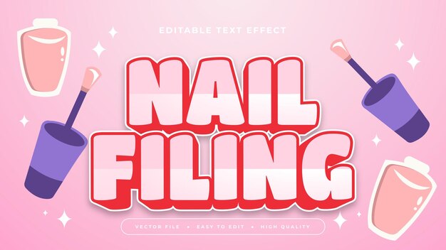 Colorful nail filing 3d editable text effect font style