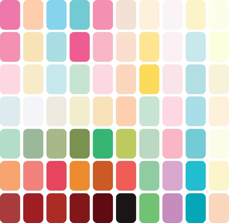 Vector colorful palette catalog sweet candy trend illustration in rgb pastel color palettes catalogrgb