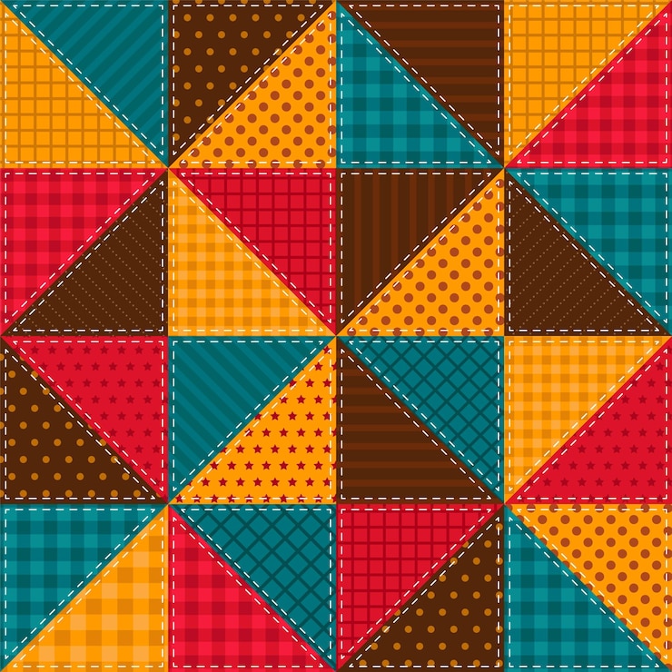 Vector colorful patchwork pattern in retro style for textiles paper covers
