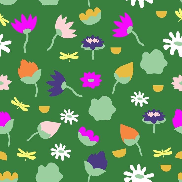 Colorful playful floral pattern
