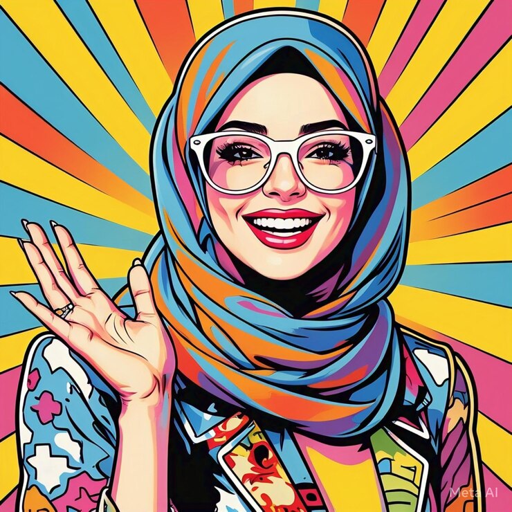 Colorful Pop Art Hijab Woman