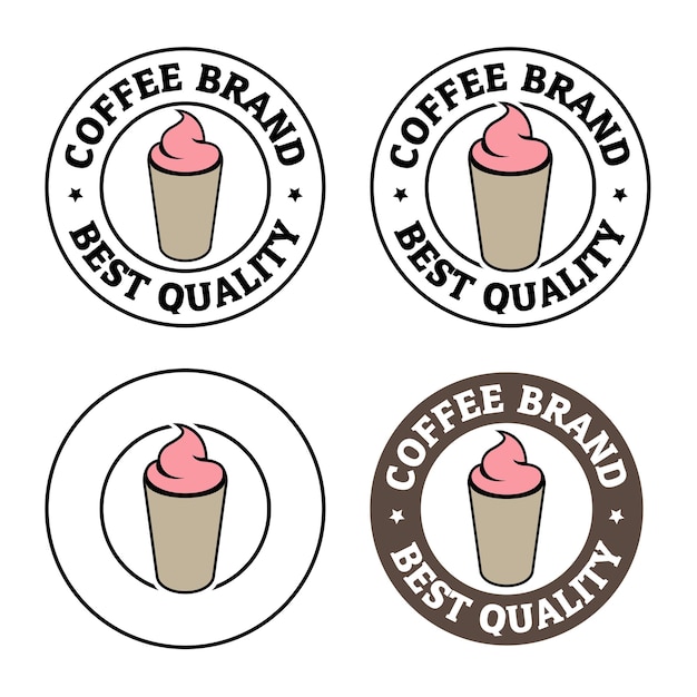 Colorful Round Iced Coffee Icon with Text Set 1