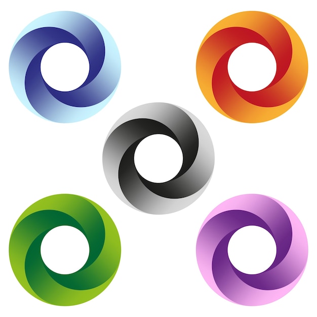 Colorful swirl icons Gradient vector shapes Circular abstract designs Vibrant palette