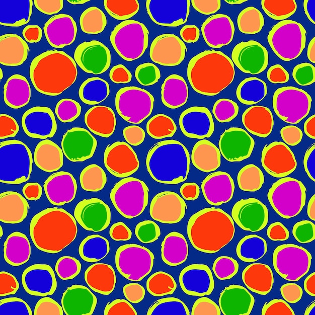 Colorful vivid brush circle seamless pattern