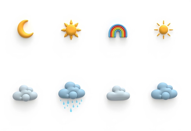 Colorful weather icon set with shadow for website or mobile app Modern additional elements Design