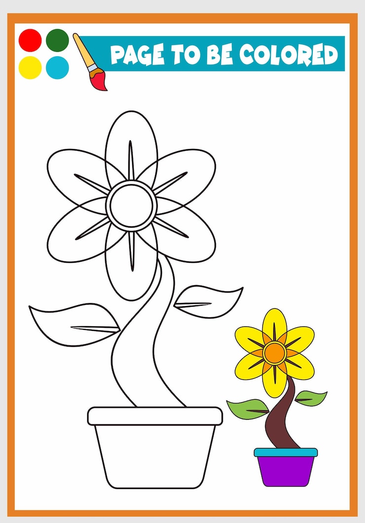 Vector coloring book for kids beautiful flower
