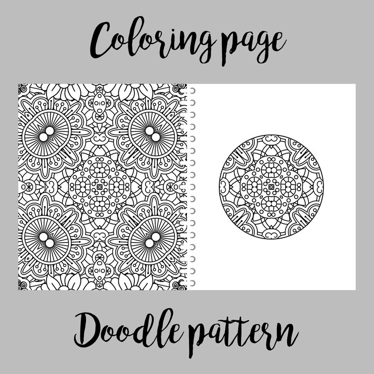 Vector coloring page with doodle pattern