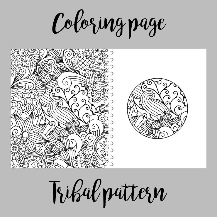Vector coloring page with tribal pattern