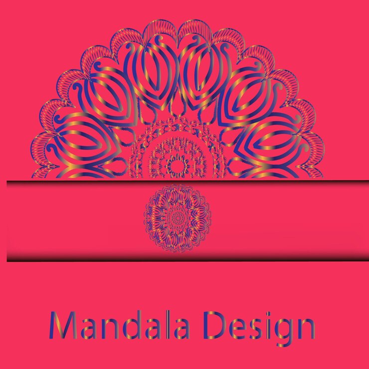 Vector colourful  mandala background with golden  template
vintage greeting card on a black,