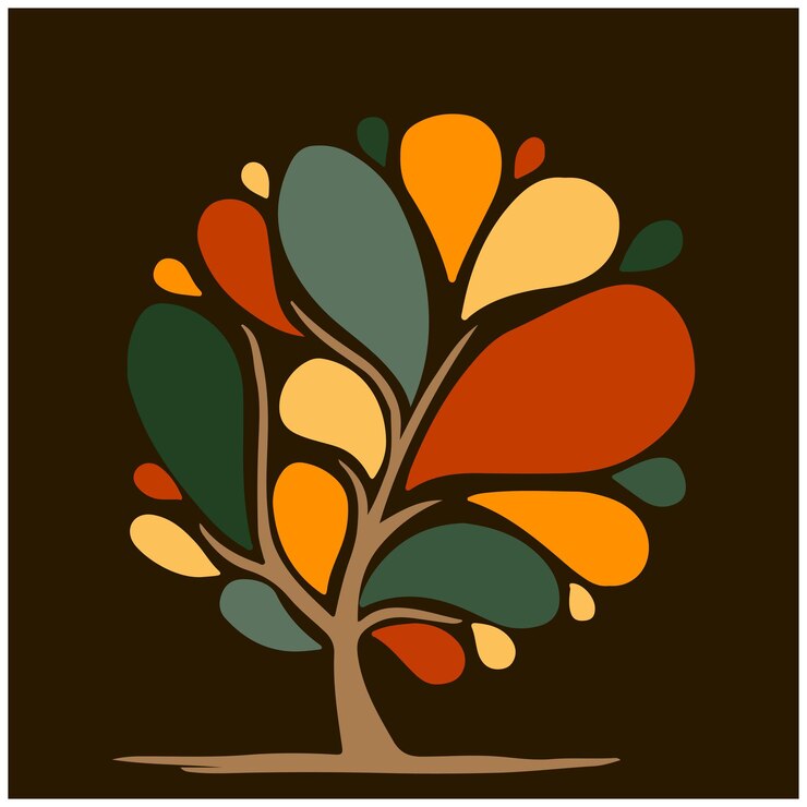Vector colourful rooted tree logo design