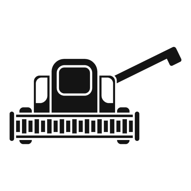 Combine harvester harvesting grain on field icon simple style