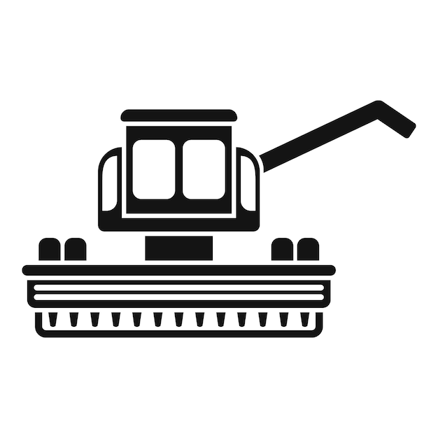 Combine harvester harvesting wheat in field side view monochrome icon