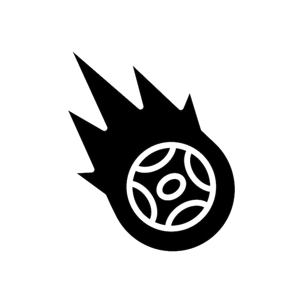 Comet icon set space meteor fire ball with long tail vector symbol asteroid meteorite sign in black filled and outlined style