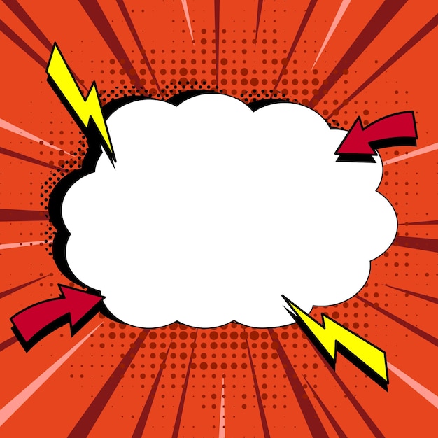 comic blank speech bubble with copy space over color background design empty template in explosion framework representing fancy add and attractive message