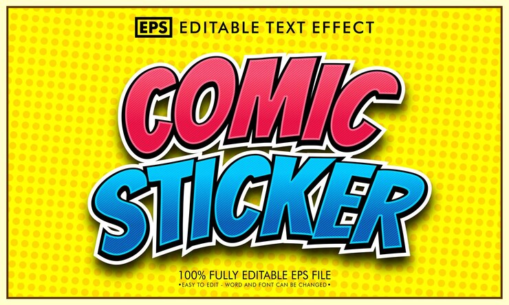 Vector comic cartoon editable text effect