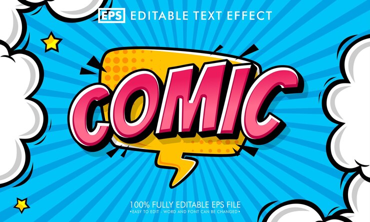 Vector comic pop art editable text effect