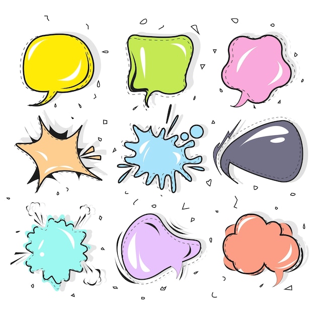 Comic speech bubbles pop art style
