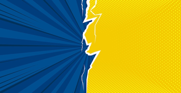 Vector comic versus background with rays and dot halftone