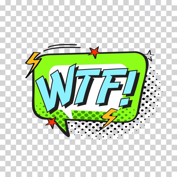 Vector comic word wtf in vintage comic speech bubble with halftone dotted vector illustration