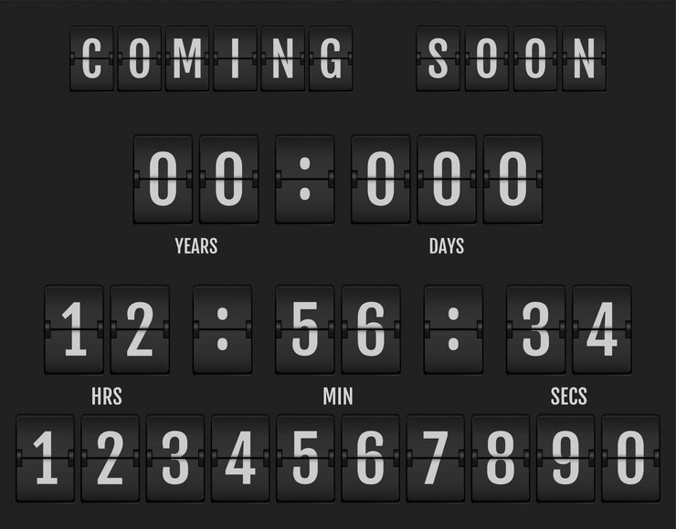 Vector coming soon banner showing how much time is left