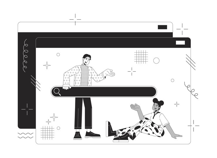 Vector communication technology 2d linear illustration concept
