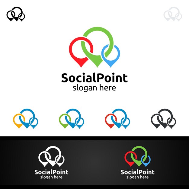 community and consulting logo with app bubble chat talk concept or organization symbol